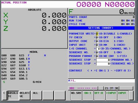 cnc parameter settings